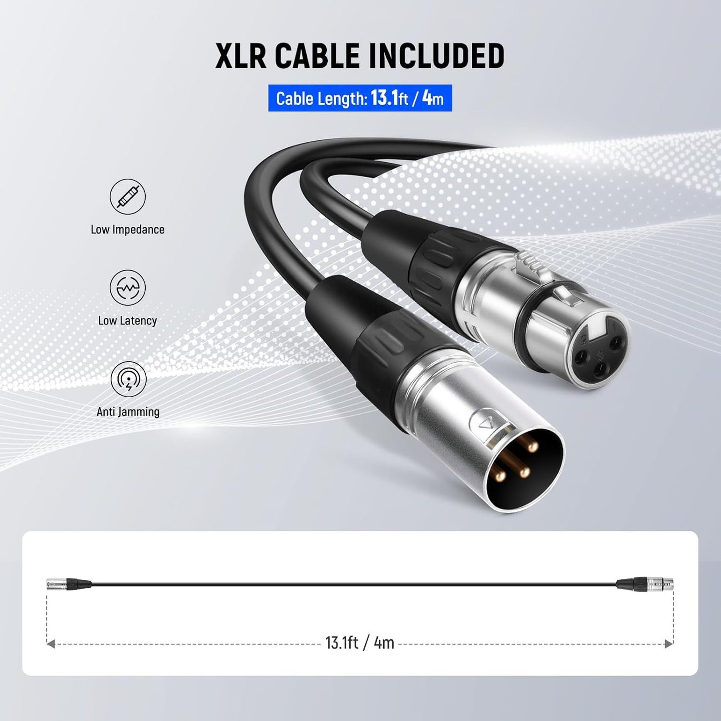 NEEWER Dynamisches Nierenmikrofon mit XLR-Stecker auf XLR-Buchse und Kabel 4m