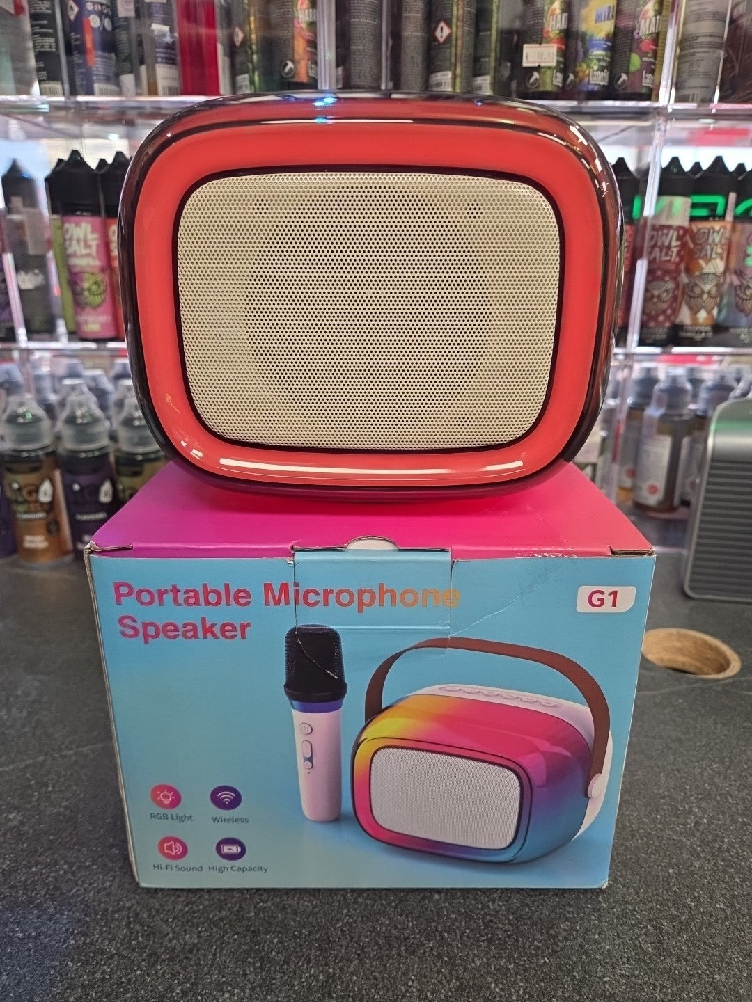 GUYUCOM Karaoke Machine mit Kabelloses Mini Mikrofon Und LED